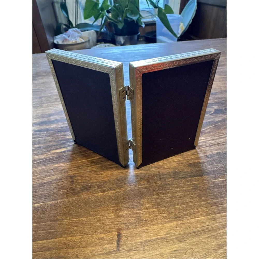 Vintage Small Double Hinged Photo Picture Frame Metal